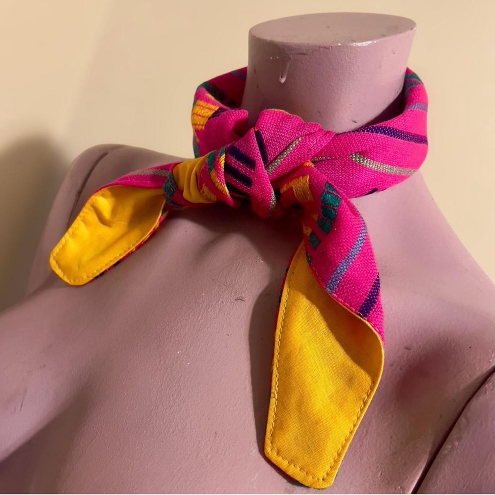 Vibrant Pink Patterned Bandana - Picture 5 of 7